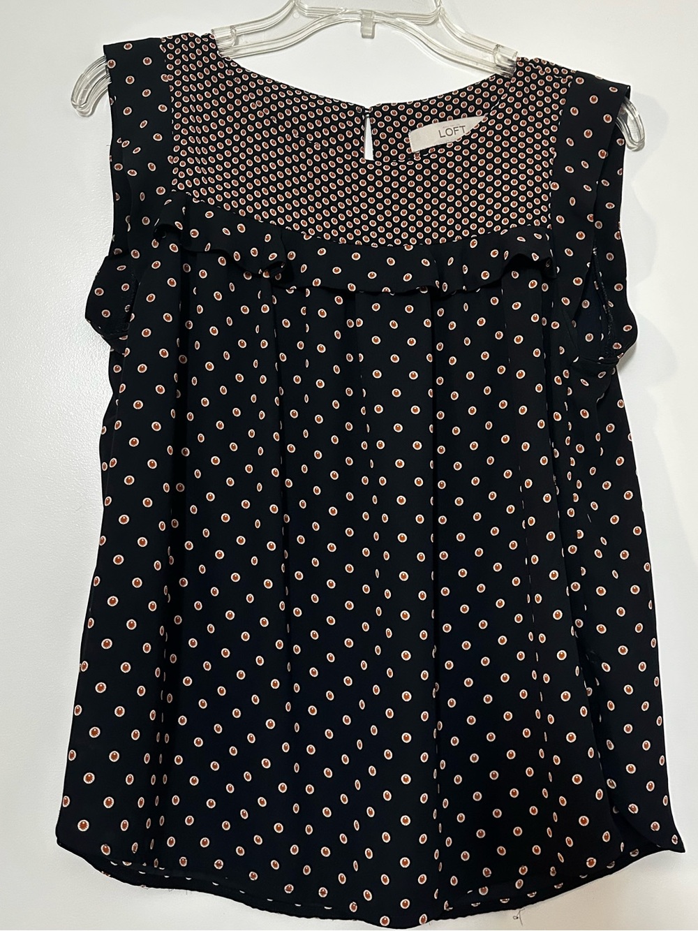 LOFT Sleeveless Polka Dot Yoke Blouse